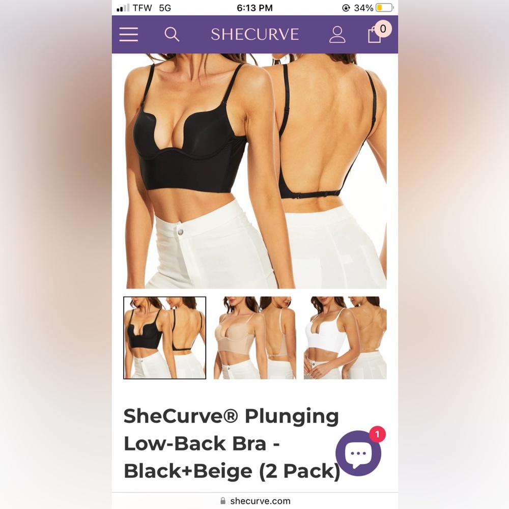 She Curve Low Back Plunge Bra